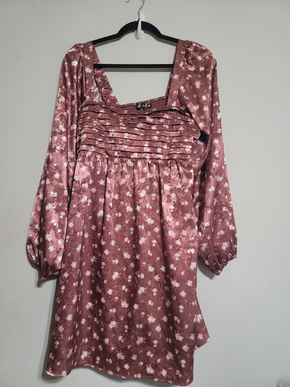 Crystal‎ Doll Rose Floral Satin Mini Dress Sz Large
